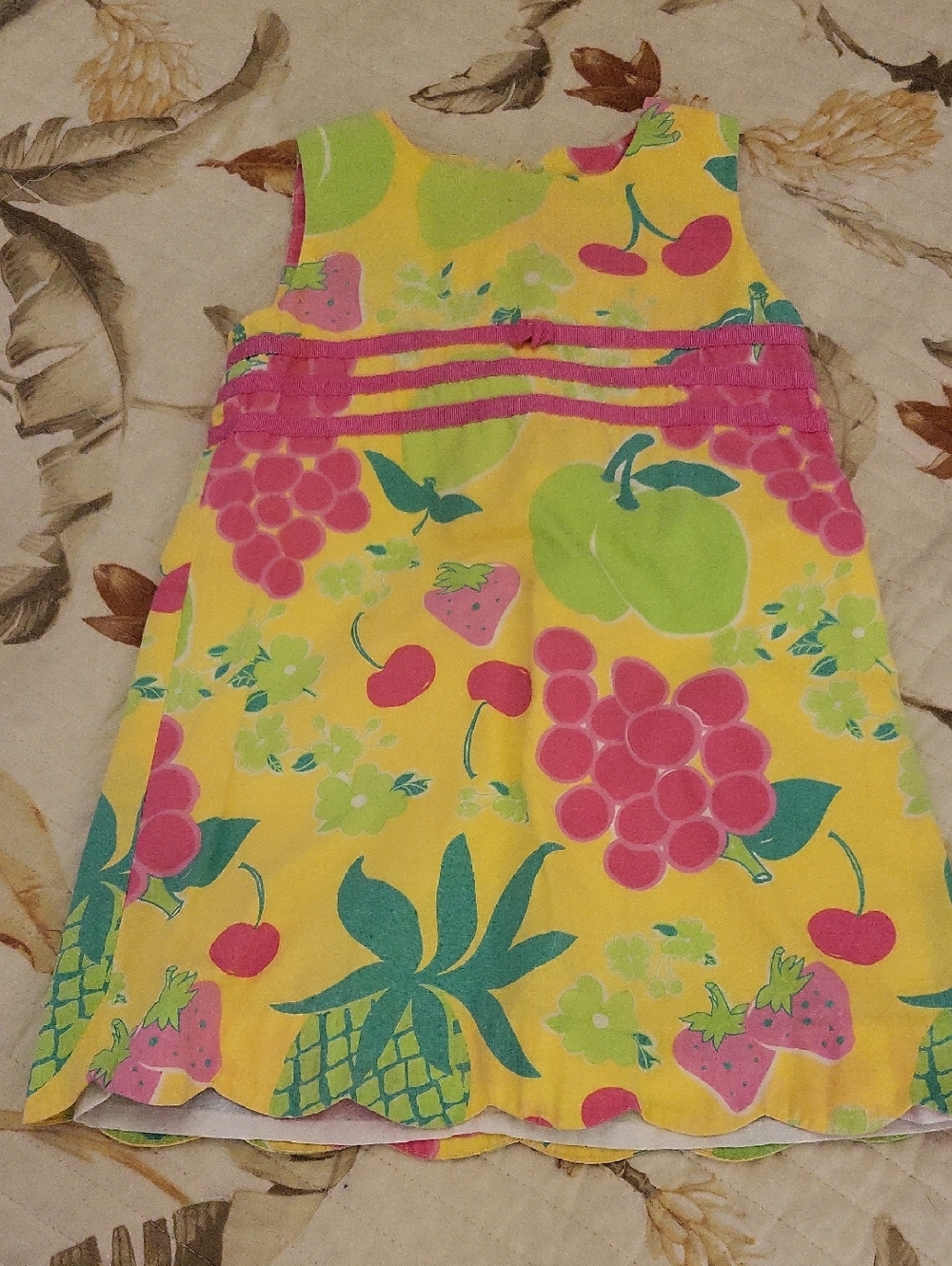Lilly Pulitzer Yellow Sundress with Pink and Green Fruit Motif